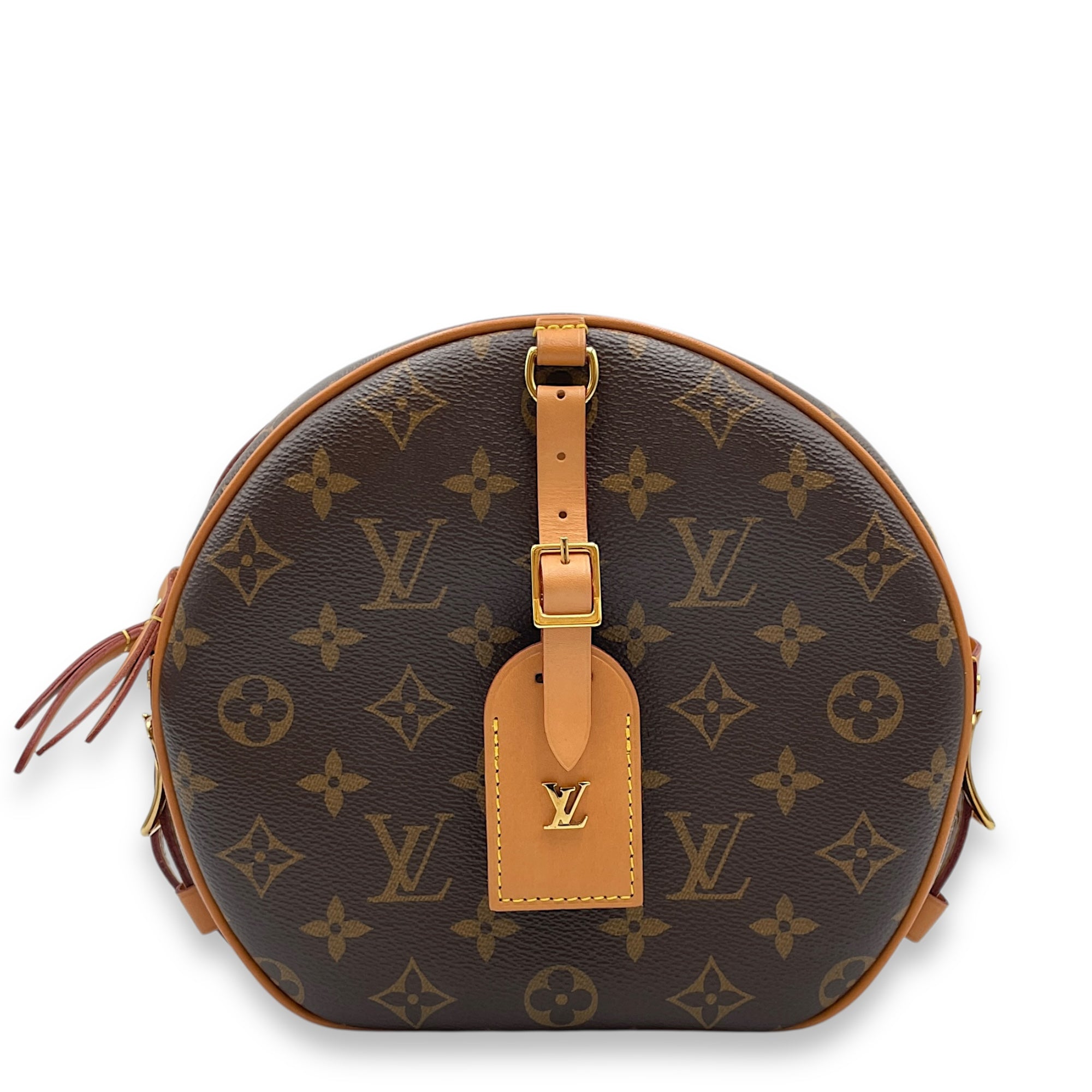 Boite Chapeau Souple Brown Monogram Crossbody Bag in Coated Canvas, Gold hardware