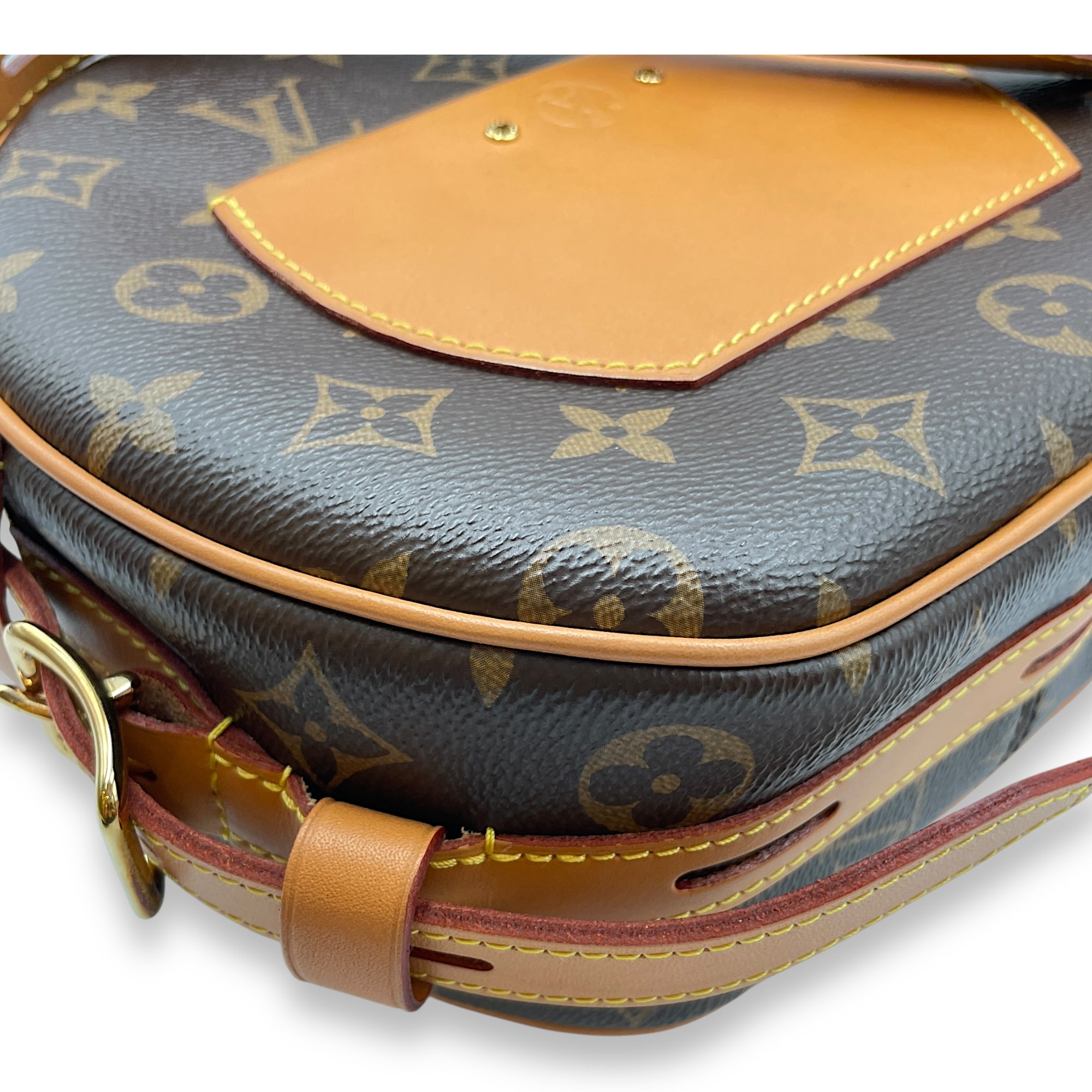 Boite Chapeau Souple Brown Monogram Crossbody Bag in Coated Canvas, Gold hardware