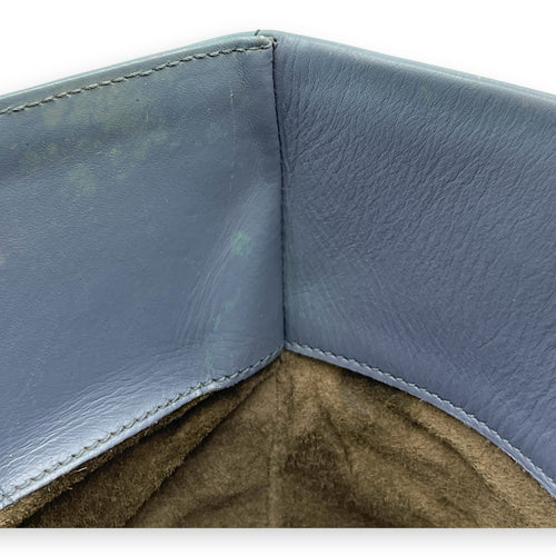 Intrecciato Roma Blue Shoulder Bag in Nappa Leather, Gunmetal hardware