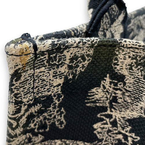 Embroidered Small Blue Book Tote in Canvas