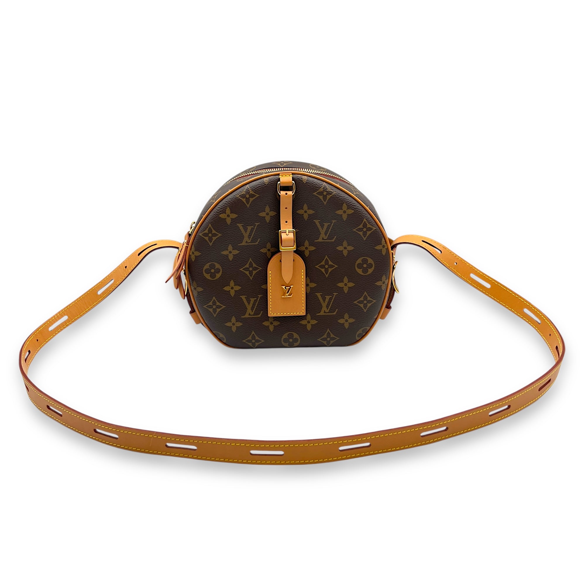 Boite Chapeau Souple Brown Monogram Crossbody Bag in Coated Canvas, Gold hardware