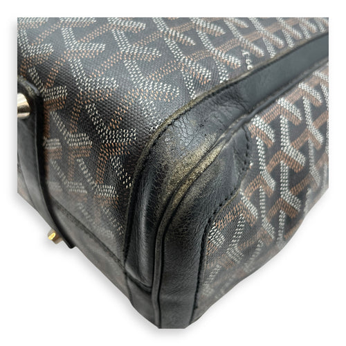 Voltaire Black Tote Bag in Coated Canvas, Silver hardware