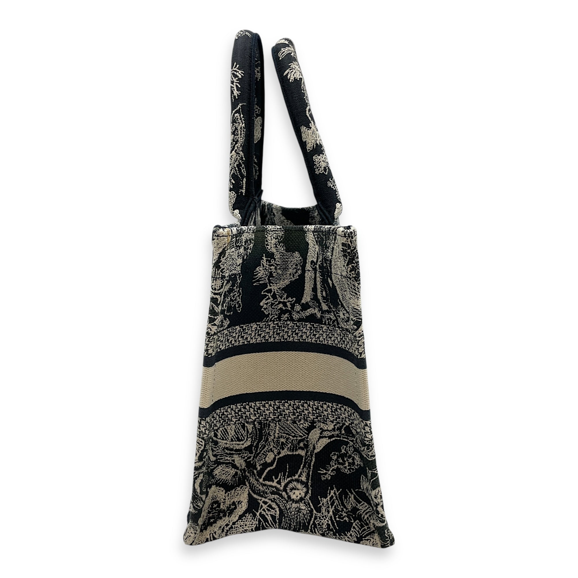 Embroidered Small Blue Book Tote in Canvas