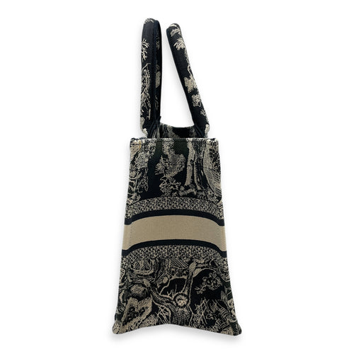 Embroidered Small Blue Book Tote in Canvas