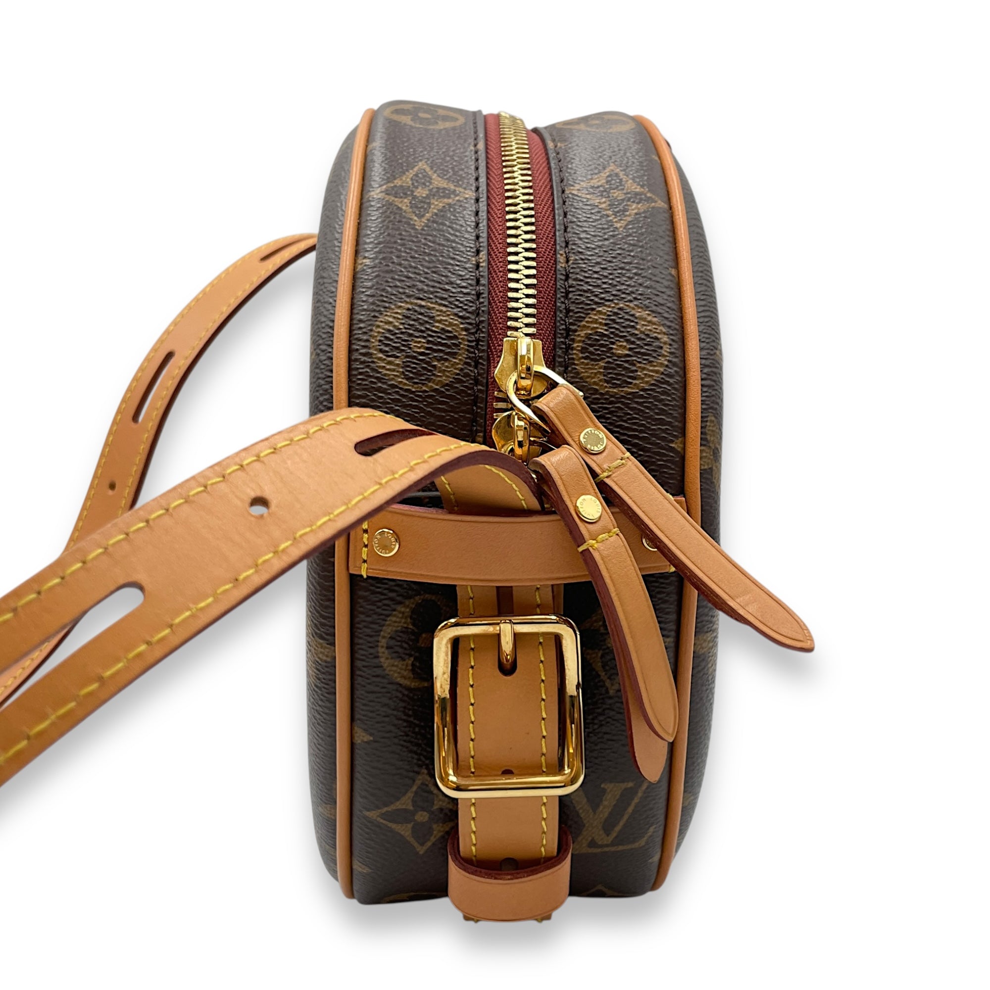 Boite Chapeau Souple Brown Monogram Crossbody Bag in Coated Canvas, Gold hardware