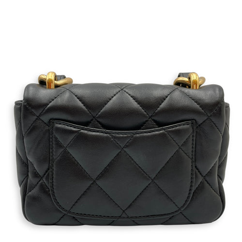 Flap Mini Black Shoulder Bag in Lambskin, Gold hardware