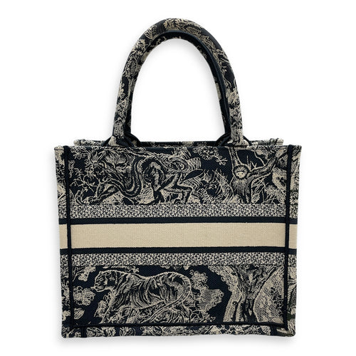 Embroidered Small Blue Book Tote in Canvas