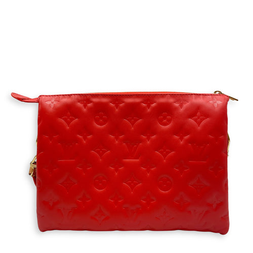 Coussin PM Rouge Shoulder Bag in Lambskin, Gold hardware