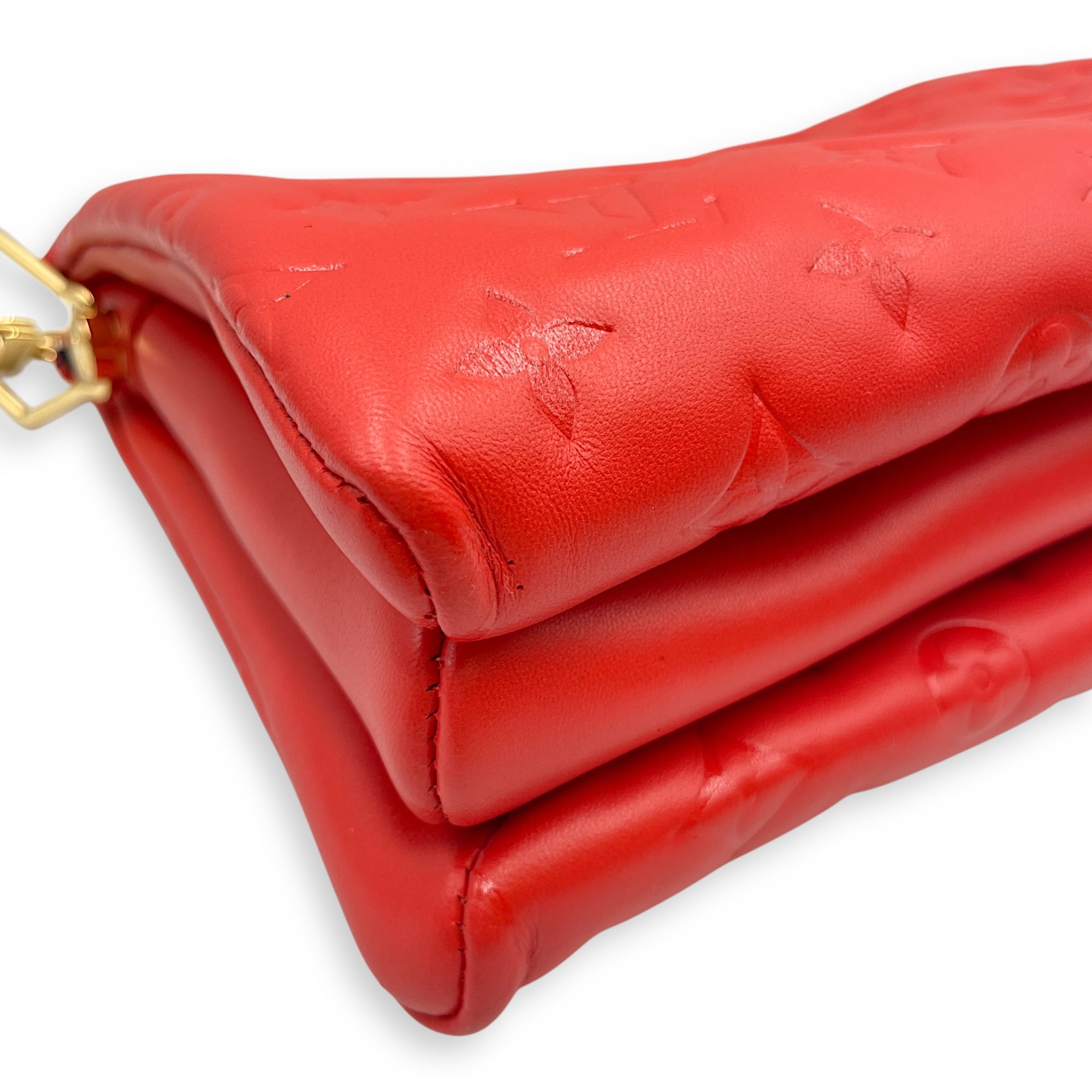 Coussin PM Rouge Shoulder Bag in Lambskin, Gold hardware