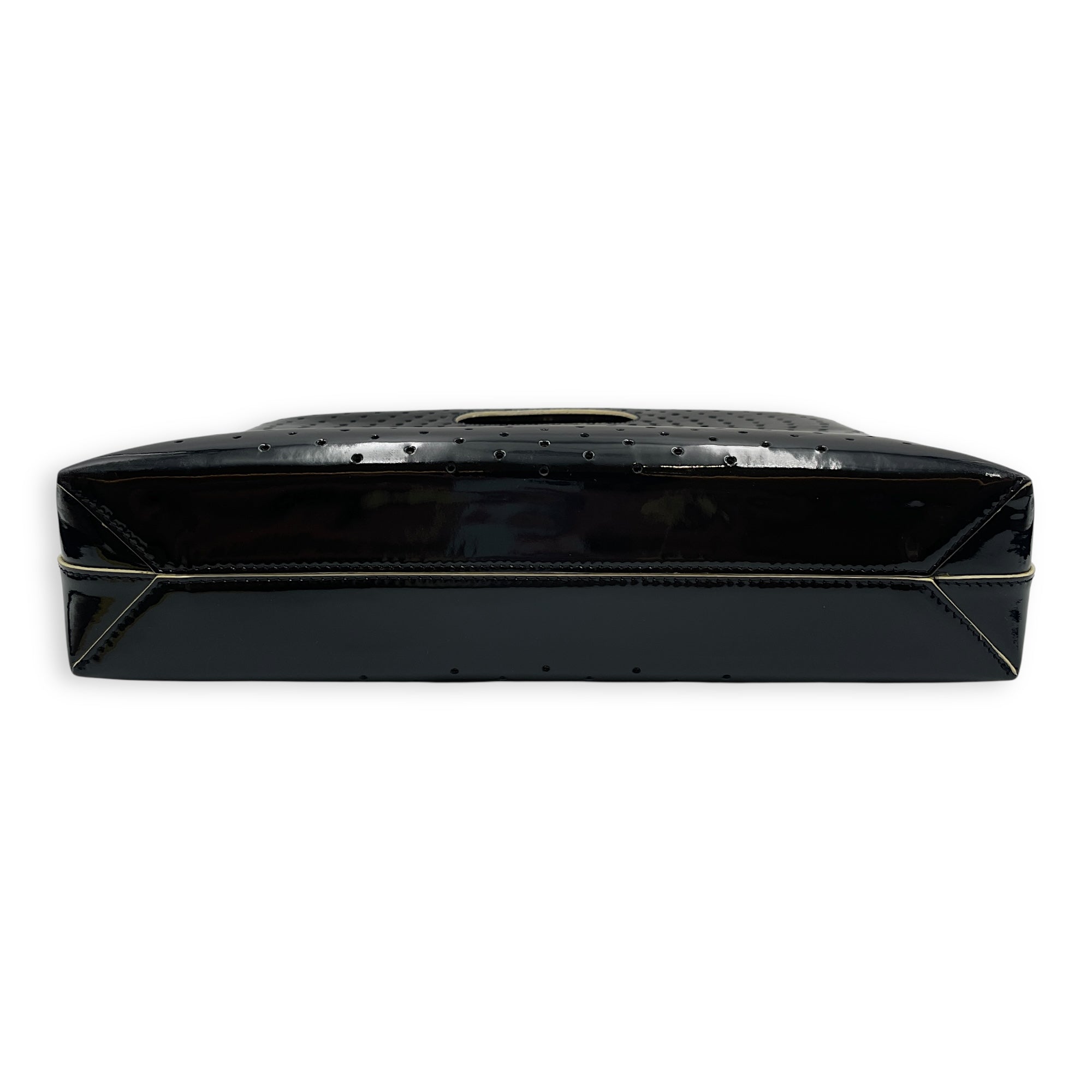 CC Perforated Patent Black Clutch
