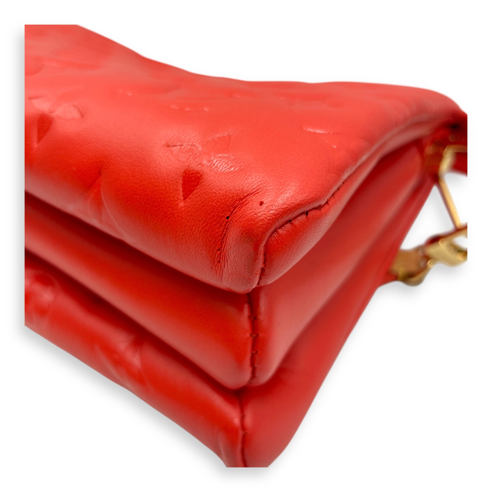 Coussin PM Rouge Shoulder Bag in Lambskin, Gold hardware