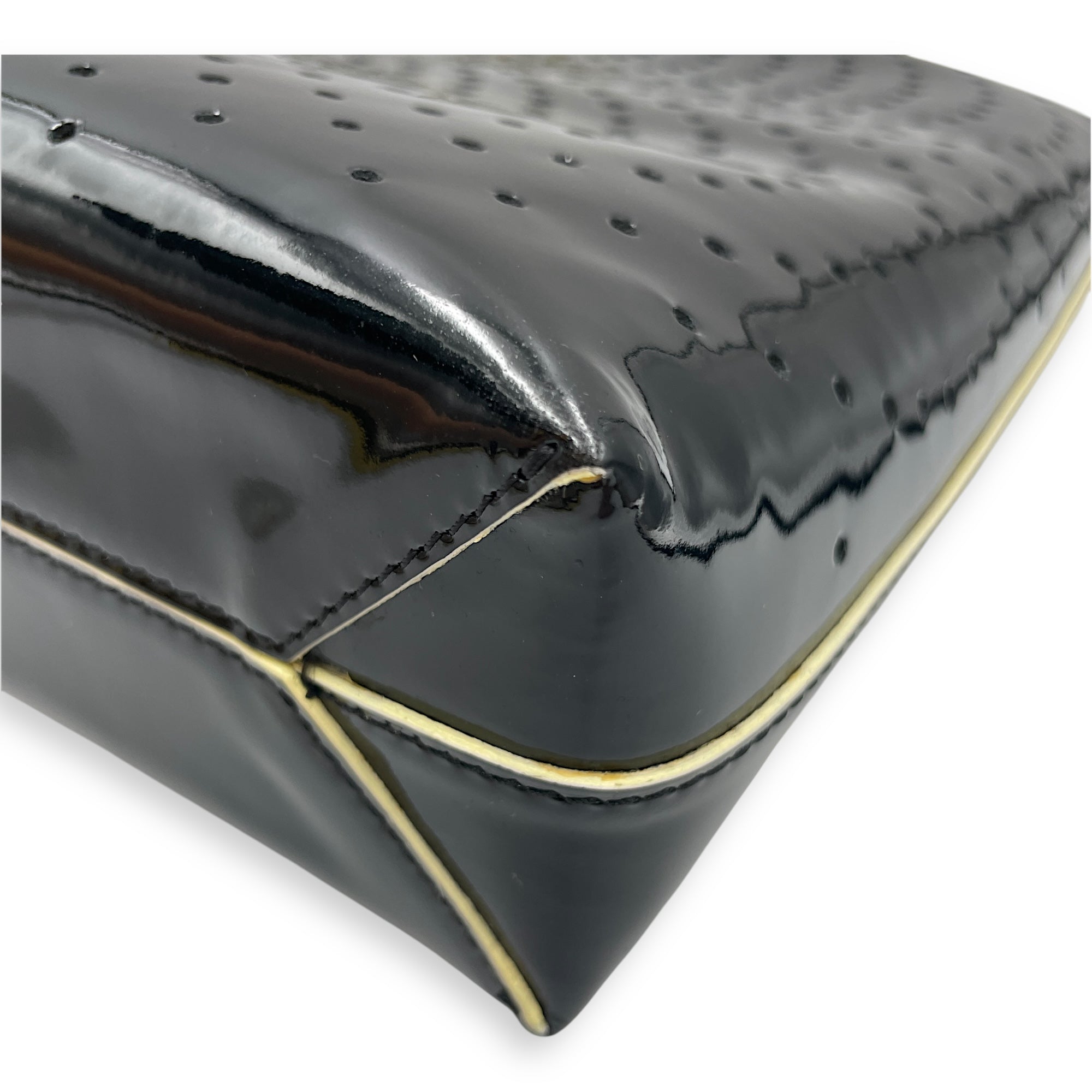 CC Perforated Patent Black Clutch