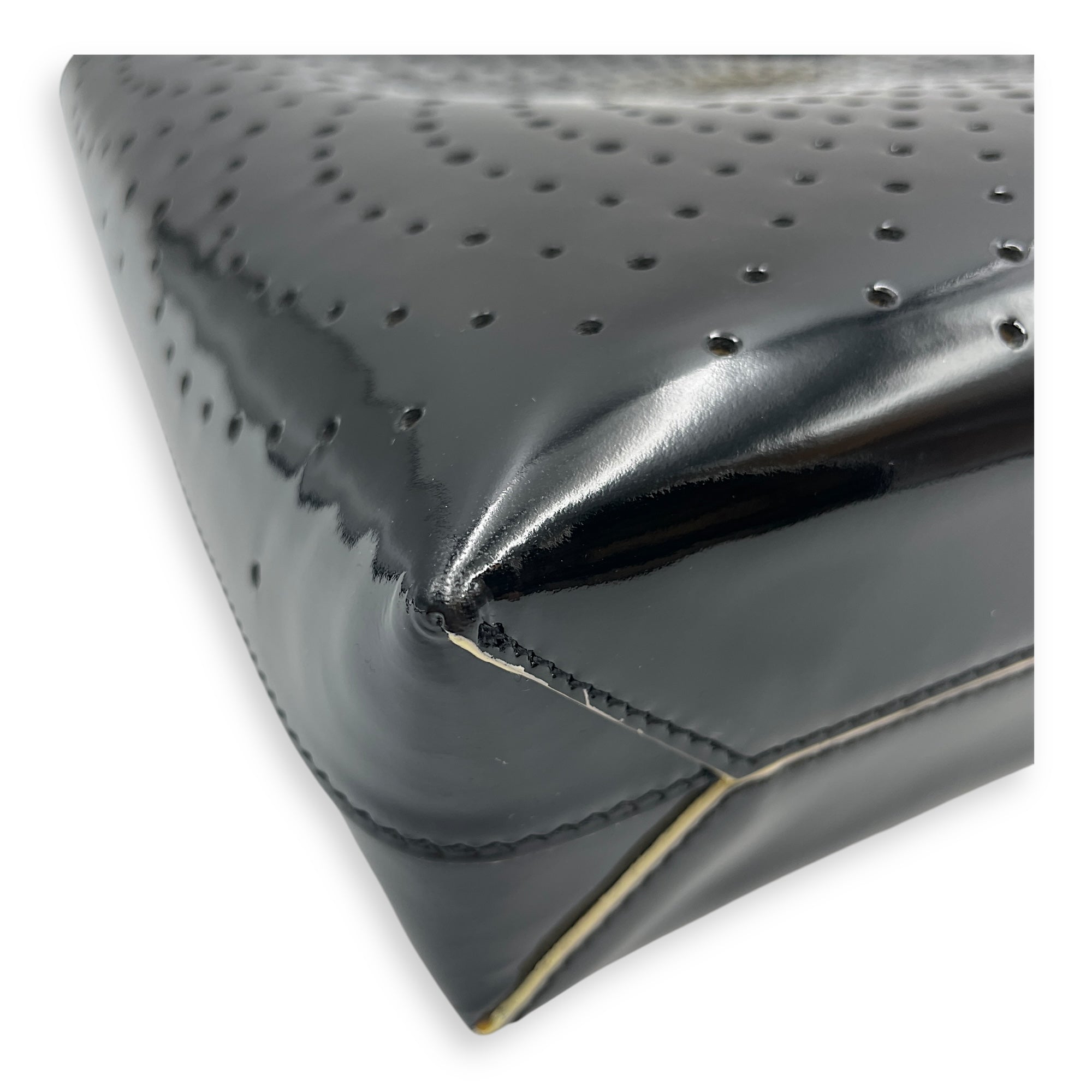 CC Perforated Patent Black Clutch