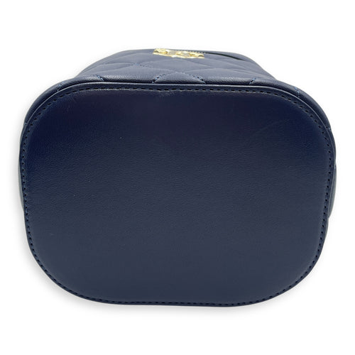 Trendy CC Blue Vanity Case in Calfskin, Gold hardware