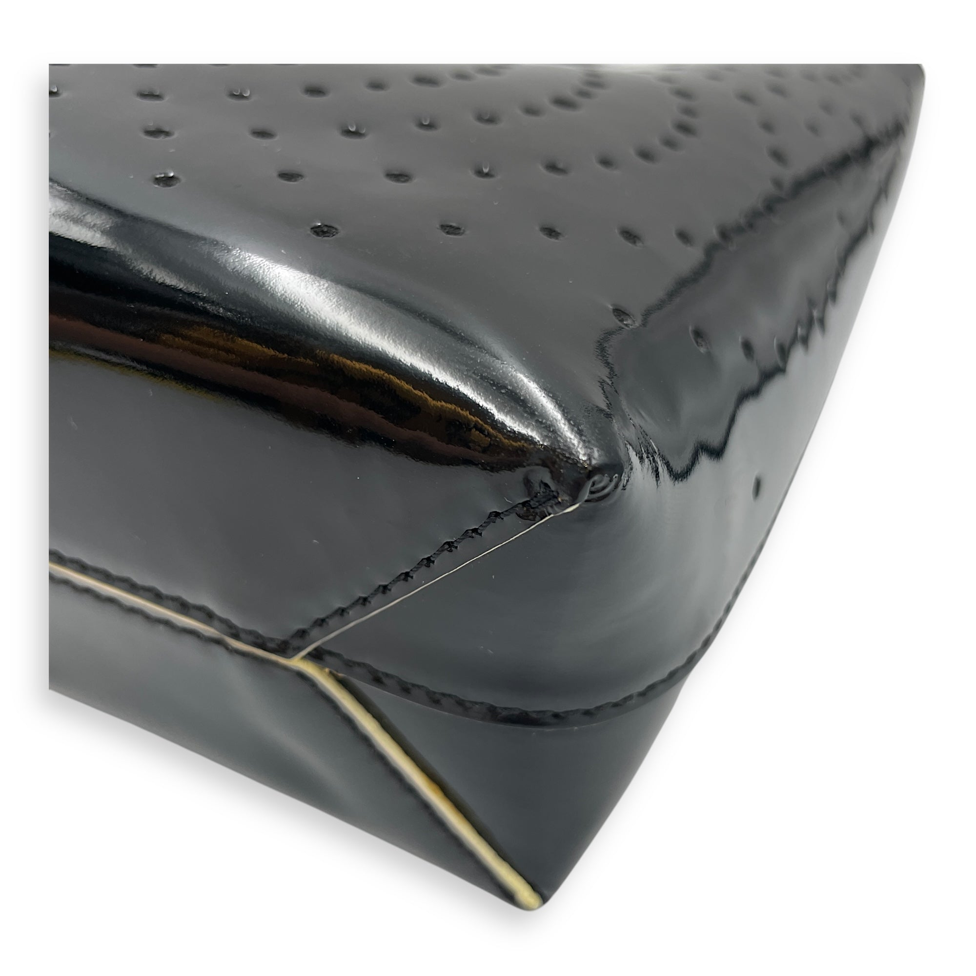 CC Perforated Patent Black Clutch