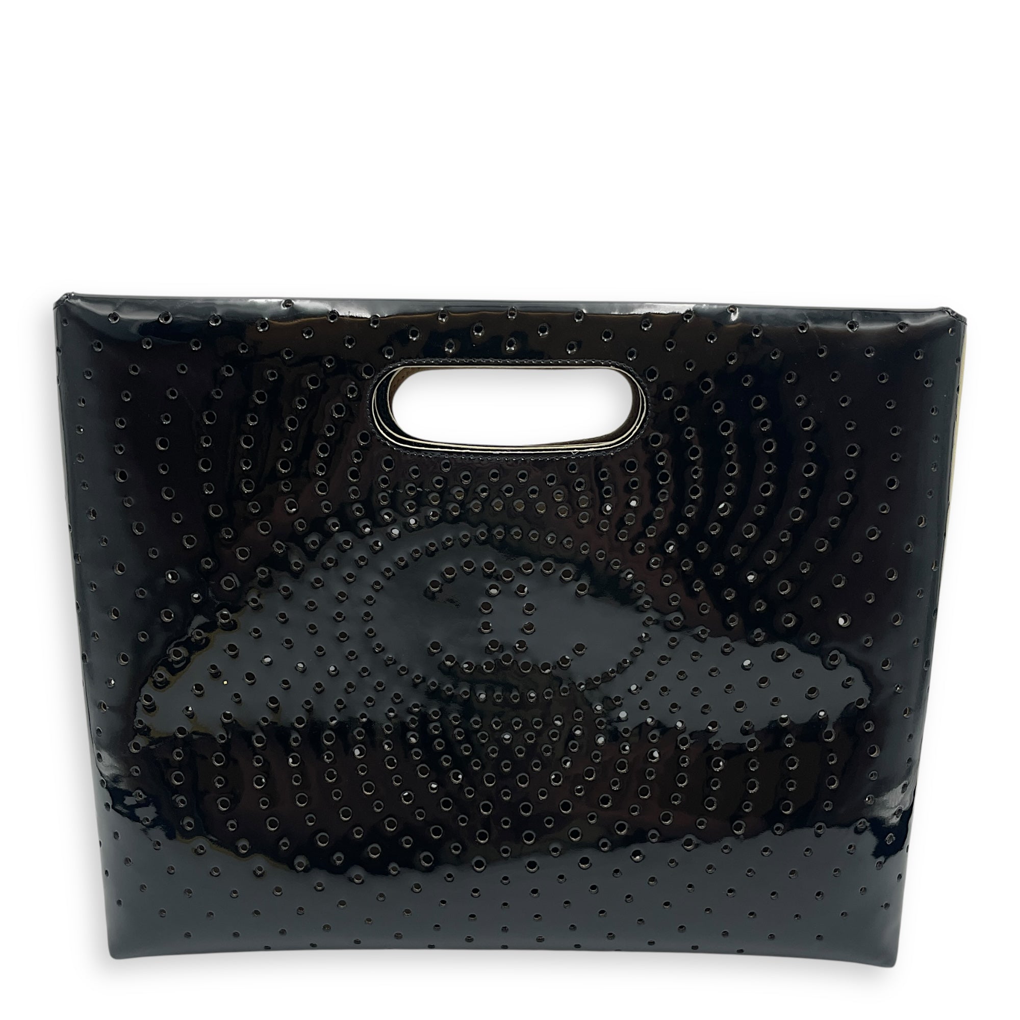 CC Perforated Patent Black Clutch
