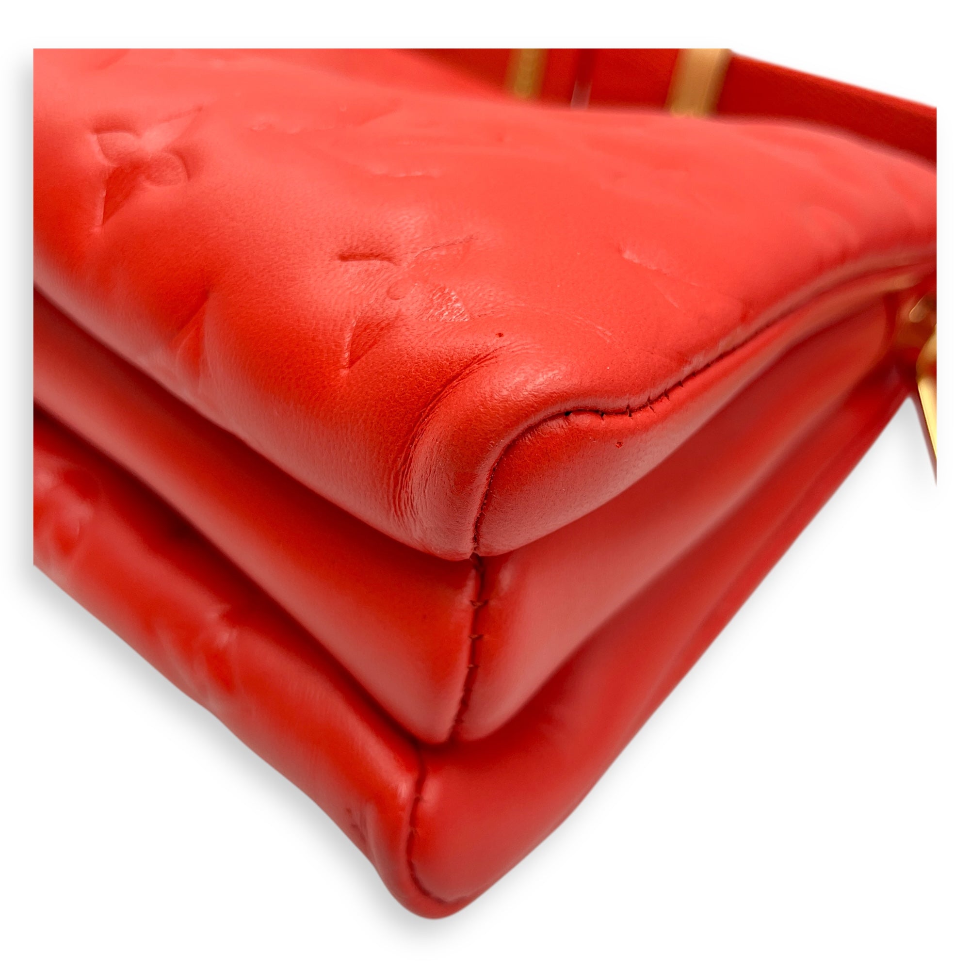 Coussin PM Rouge Shoulder Bag in Lambskin, Gold hardware