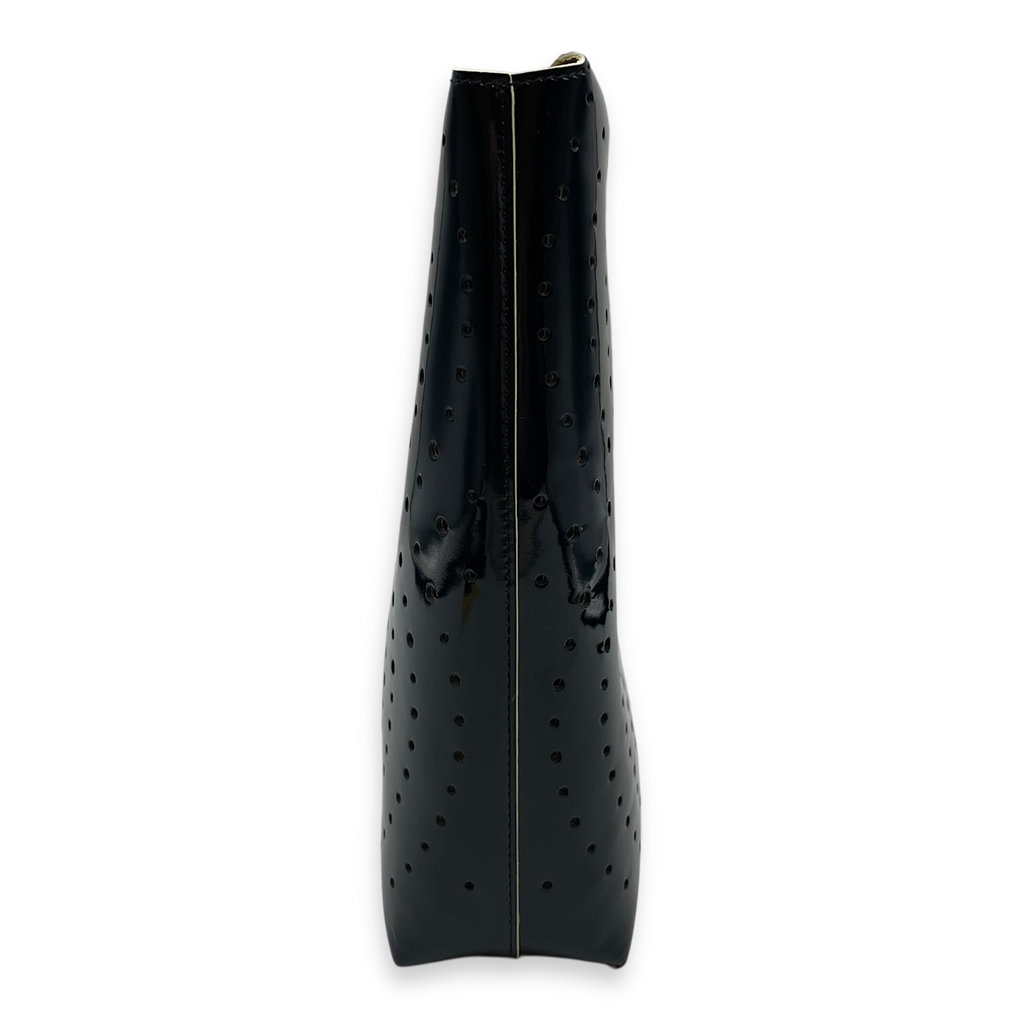 CC Perforated Patent Black Clutch