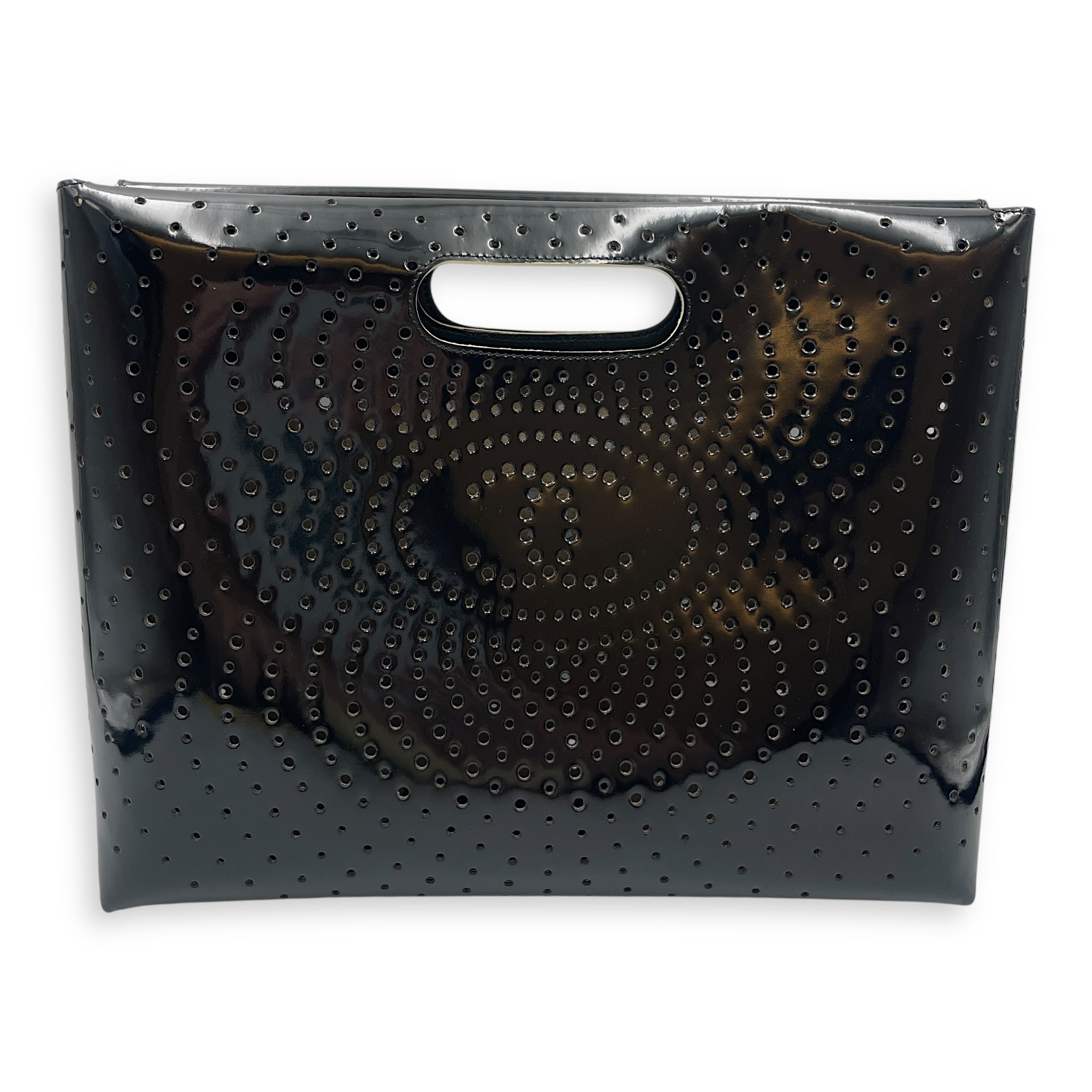 CC Perforated Patent Black Clutch