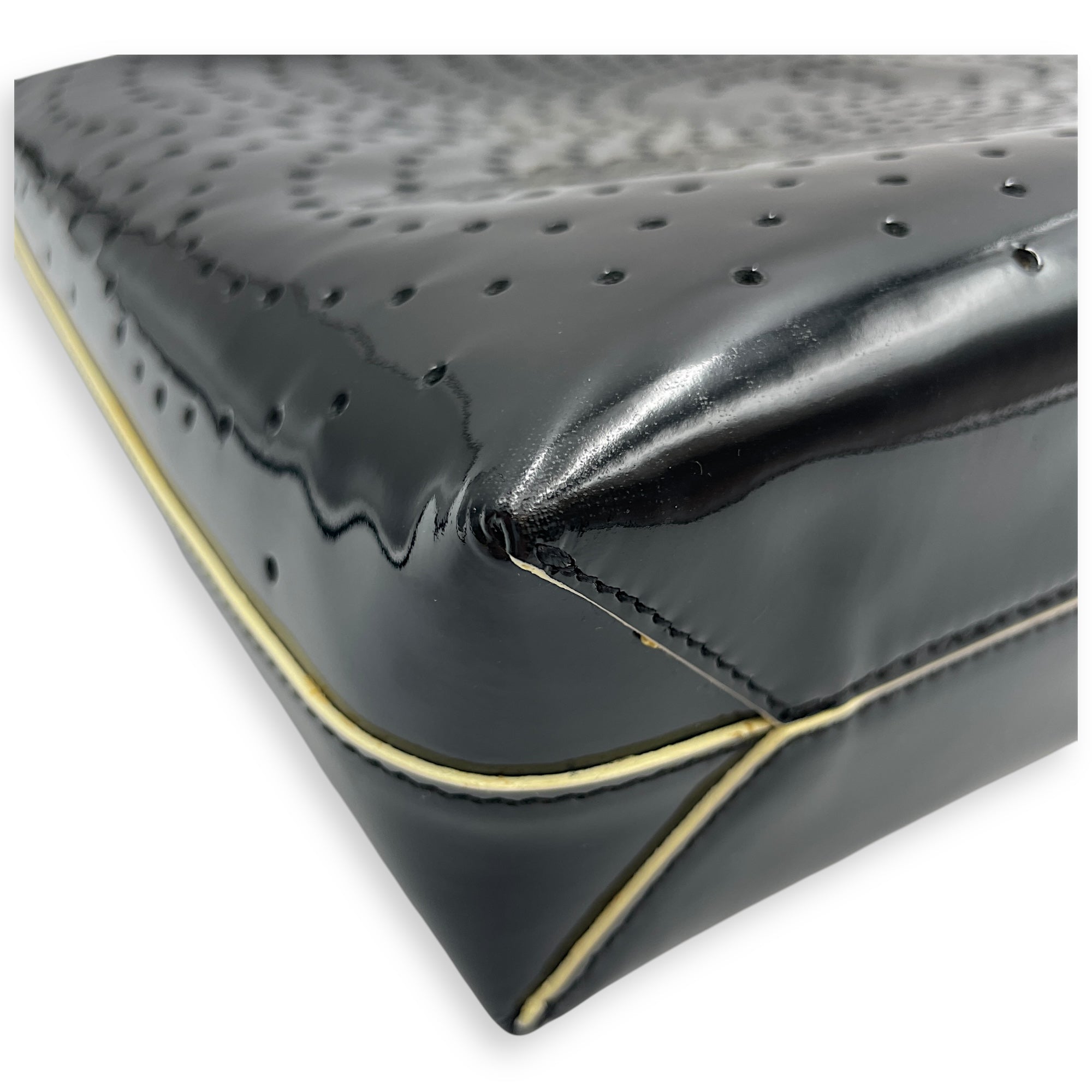 CC Perforated Patent Black Clutch