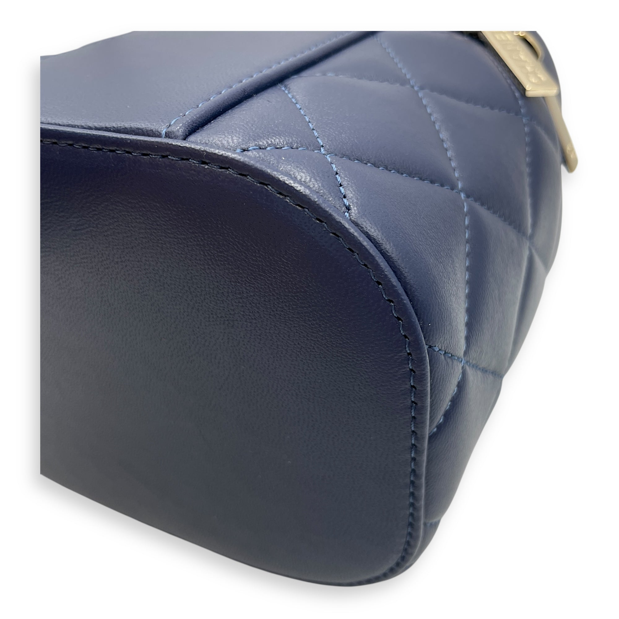 Trendy CC Blue Vanity Case in Calfskin, Gold hardware