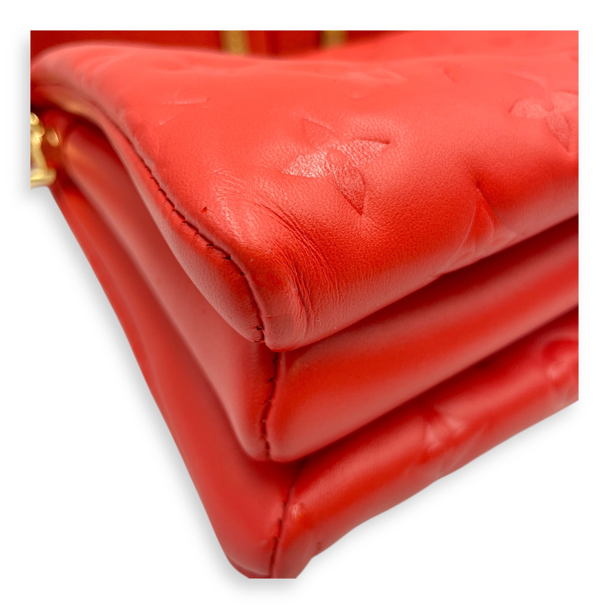 Coussin PM Rouge Shoulder Bag in Lambskin, Gold hardware