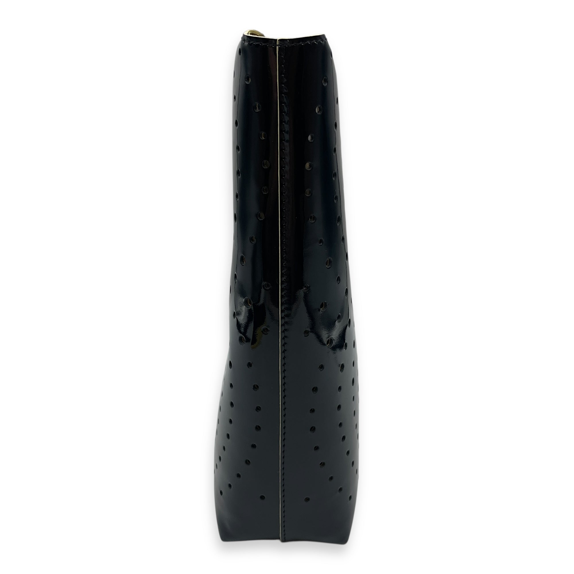 CC Perforated Patent Black Clutch