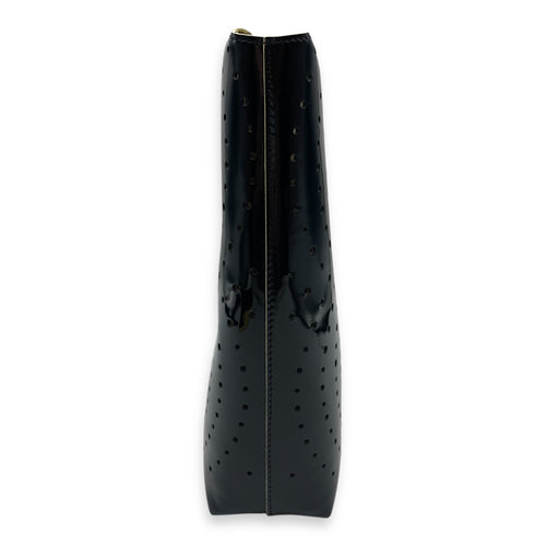 CC Perforated Patent Black Clutch