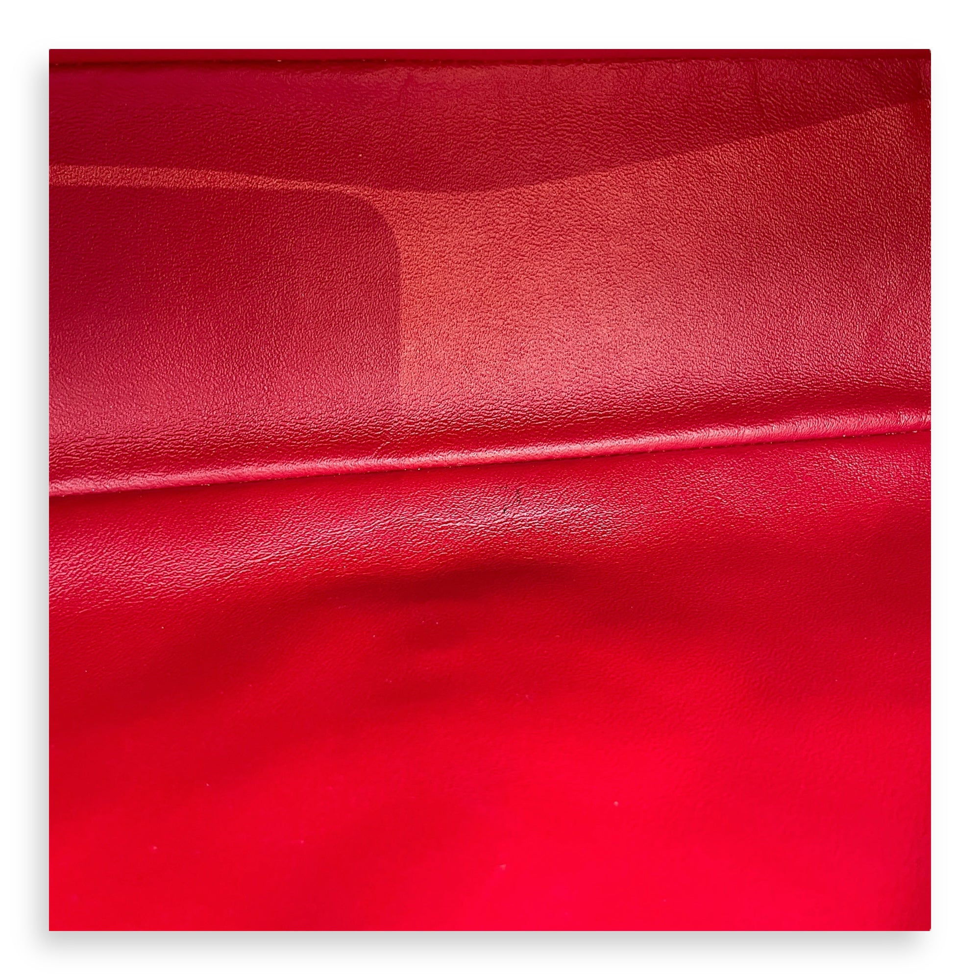 Classic Maxi Red Single Flap Bag in Lambskin, Silver hardware