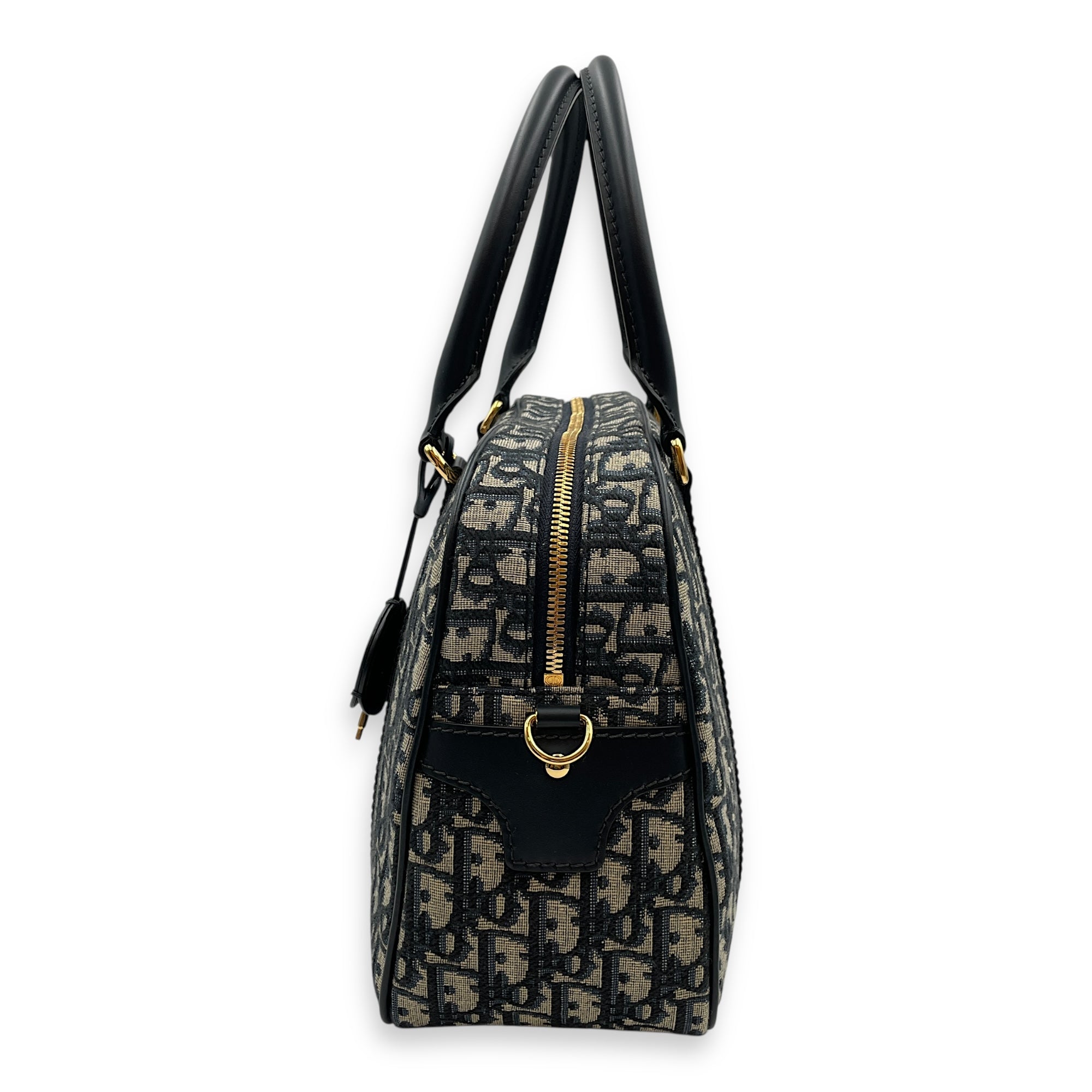 D-Vibe Large Blue Bowling Bag in Canvas, Gold hardware