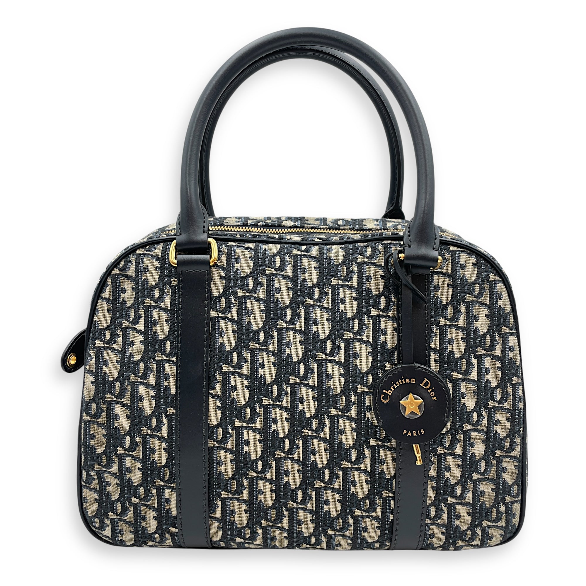 D-Vibe Large Blue Bowling Bag in Canvas, Gold hardware