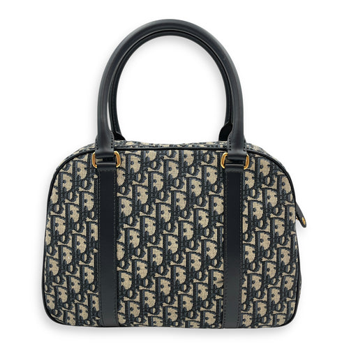 D-Vibe Large Blue Bowling Bag in Canvas, Gold hardware