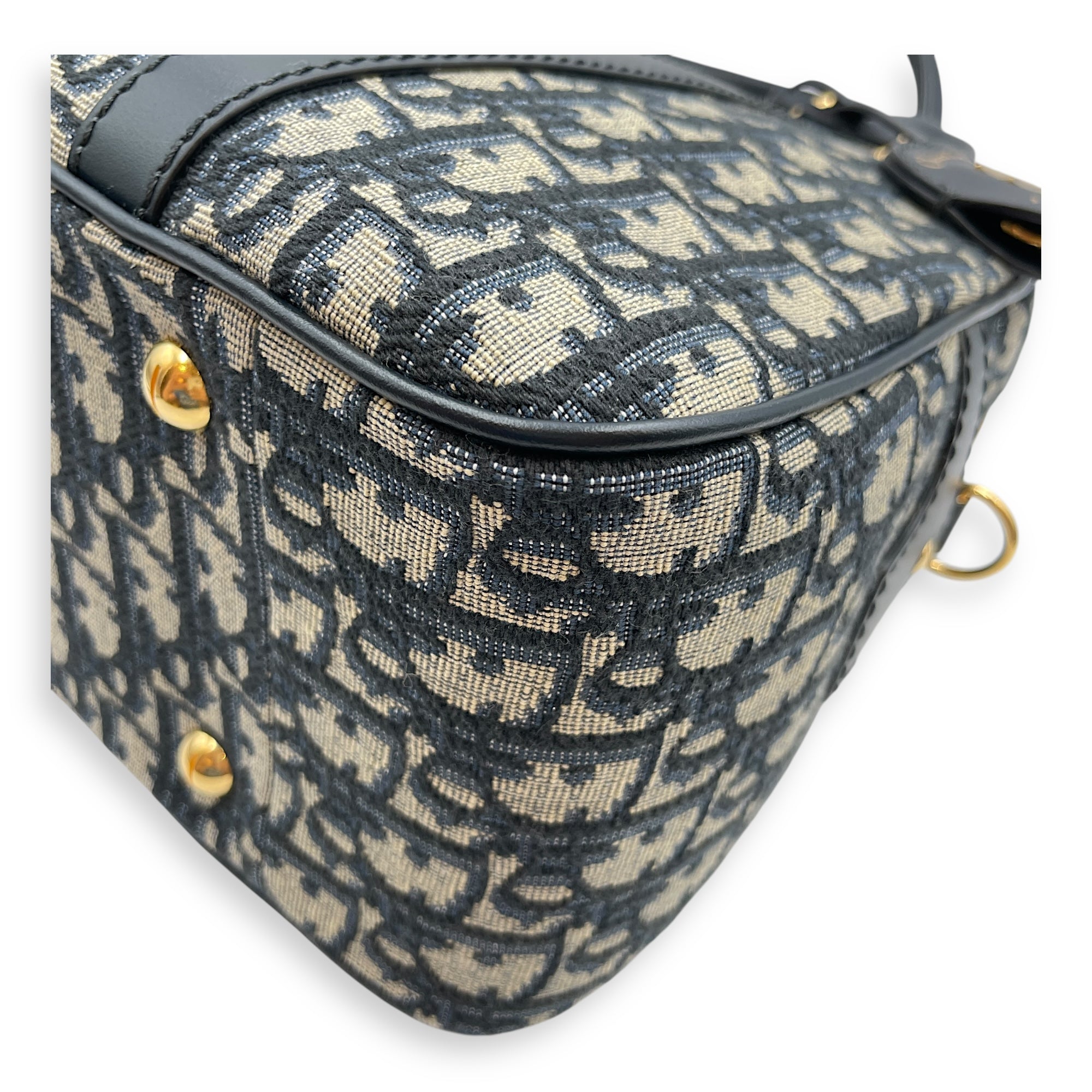D-Vibe Large Blue Bowling Bag in Canvas, Gold hardware