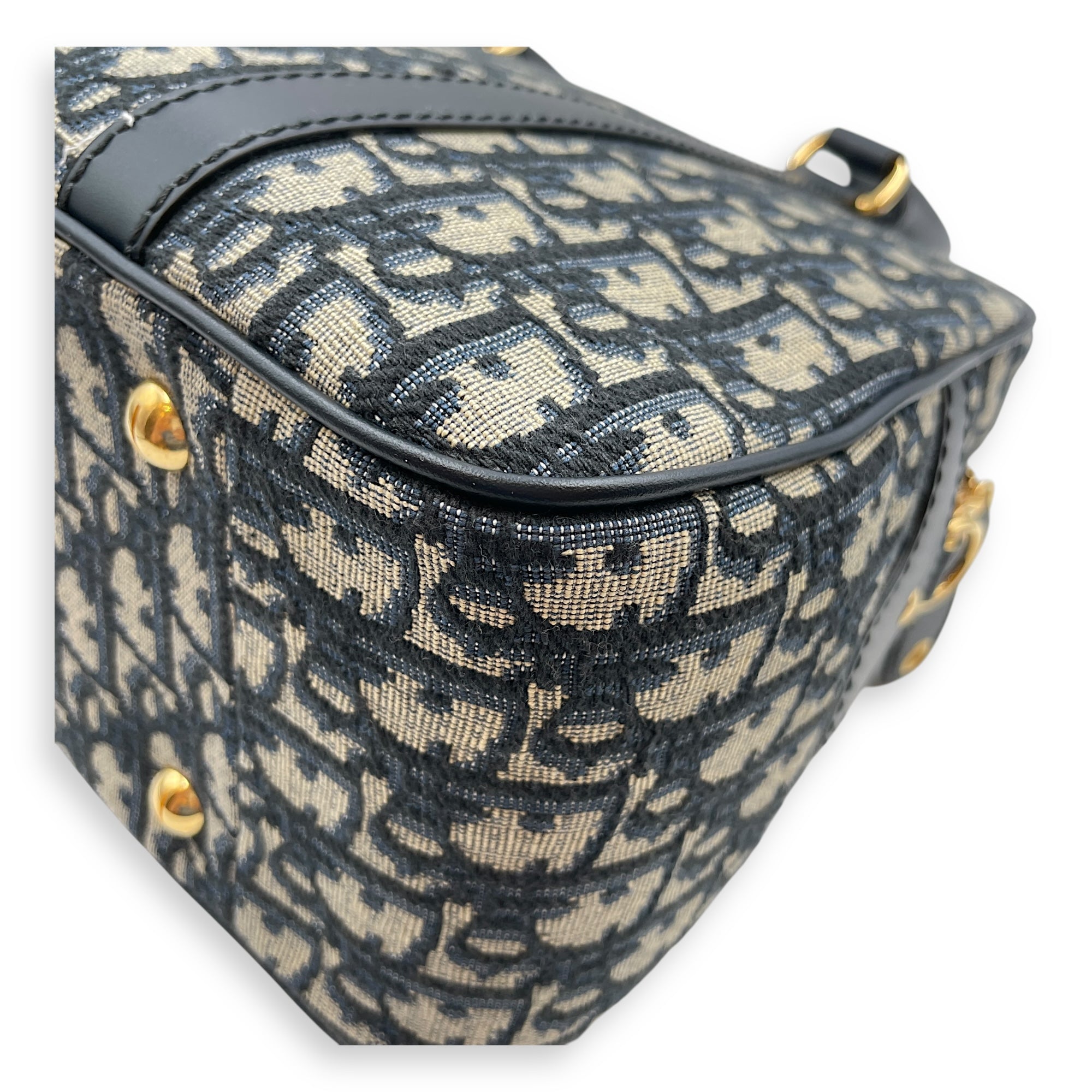 D-Vibe Large Blue Bowling Bag in Canvas, Gold hardware