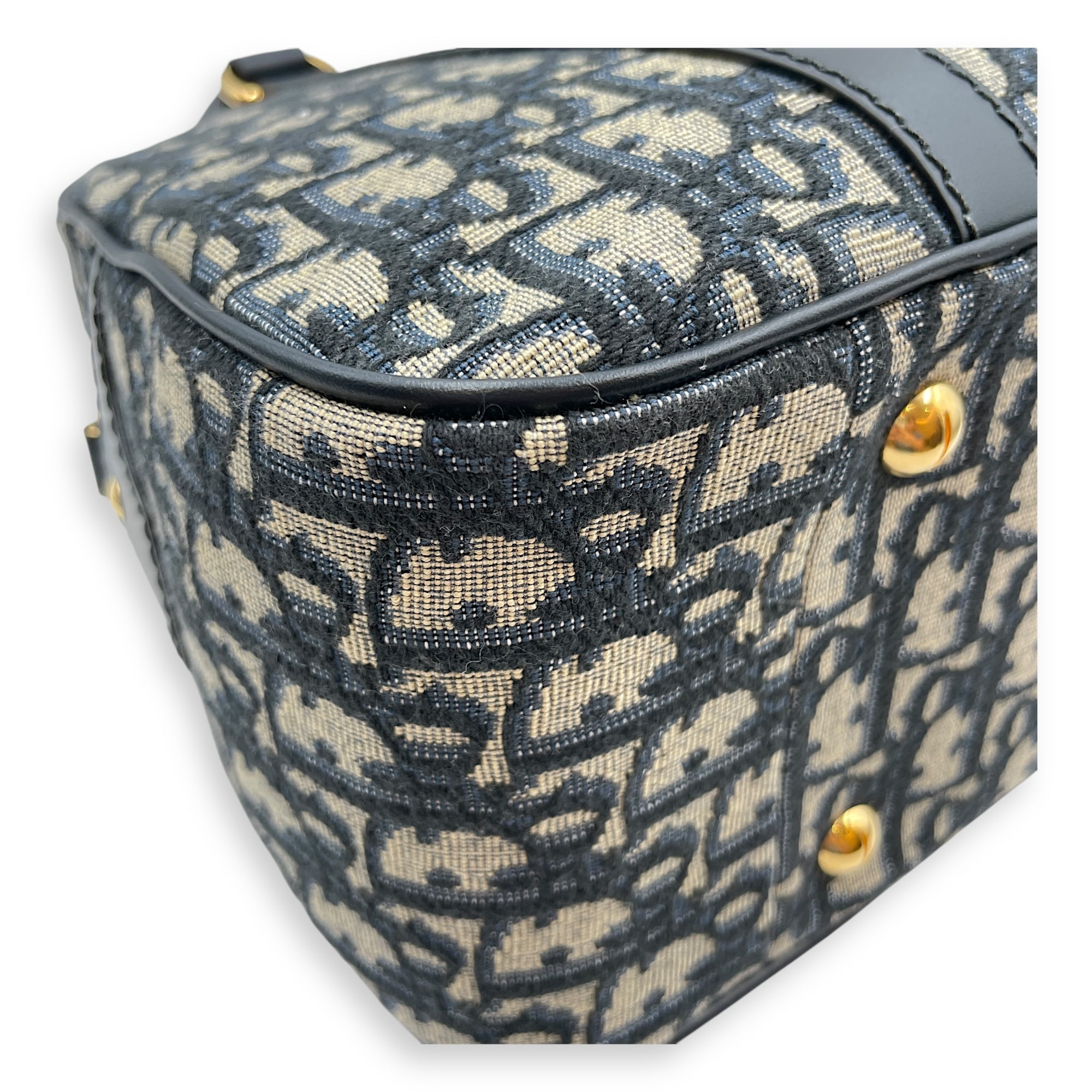 D-Vibe Large Blue Bowling Bag in Canvas, Gold hardware
