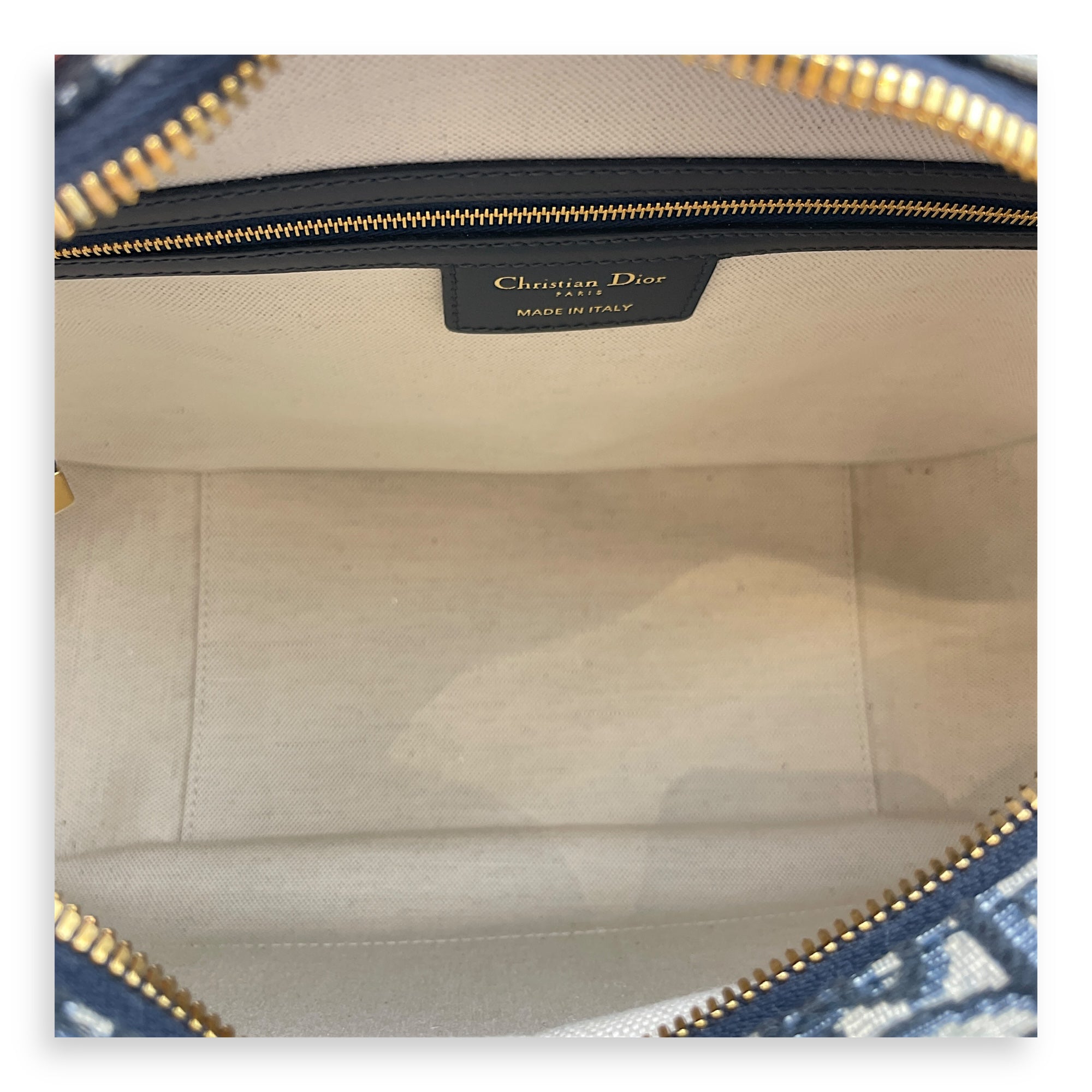 D-Vibe Large Blue Bowling Bag in Canvas, Gold hardware