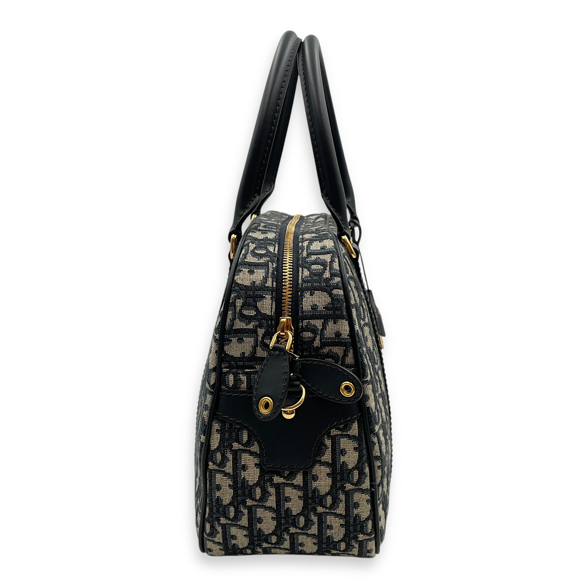 D-Vibe Large Blue Bowling Bag in Canvas, Gold hardware