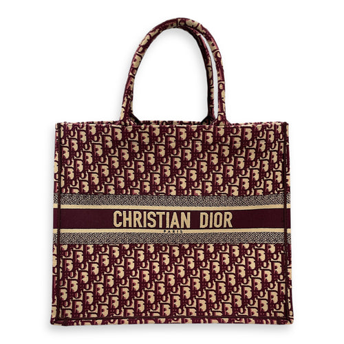 Oblique Jacquard Large Red Book Tote in Canvas
