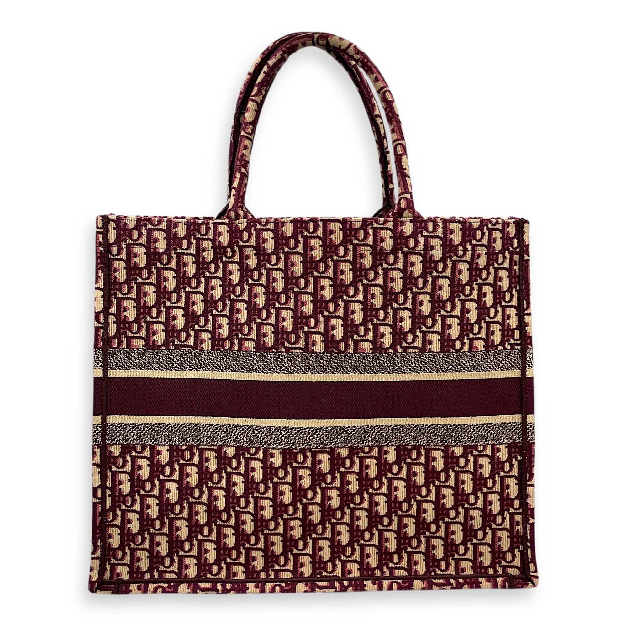 Oblique Jacquard Large Red Book Tote in Canvas