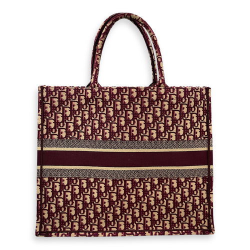 Oblique Jacquard Large Red Book Tote in Canvas
