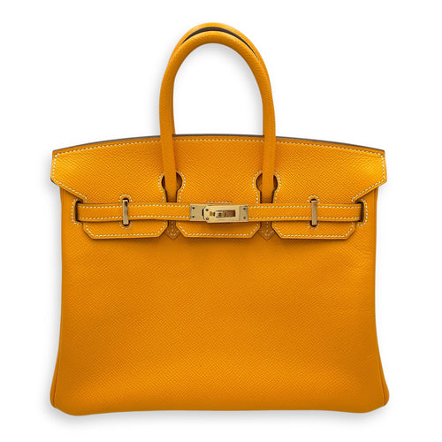 Candy Birkin 25 Jaune d'or/Potiron in Epsom Permabrass hardware