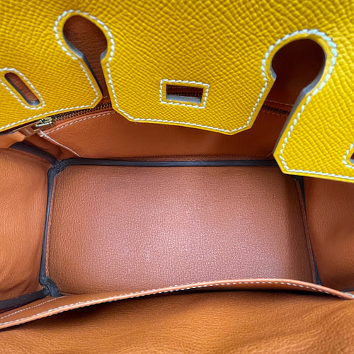 Candy Birkin 25 Jaune d'or/Potiron in Epsom, Permabrass hardware