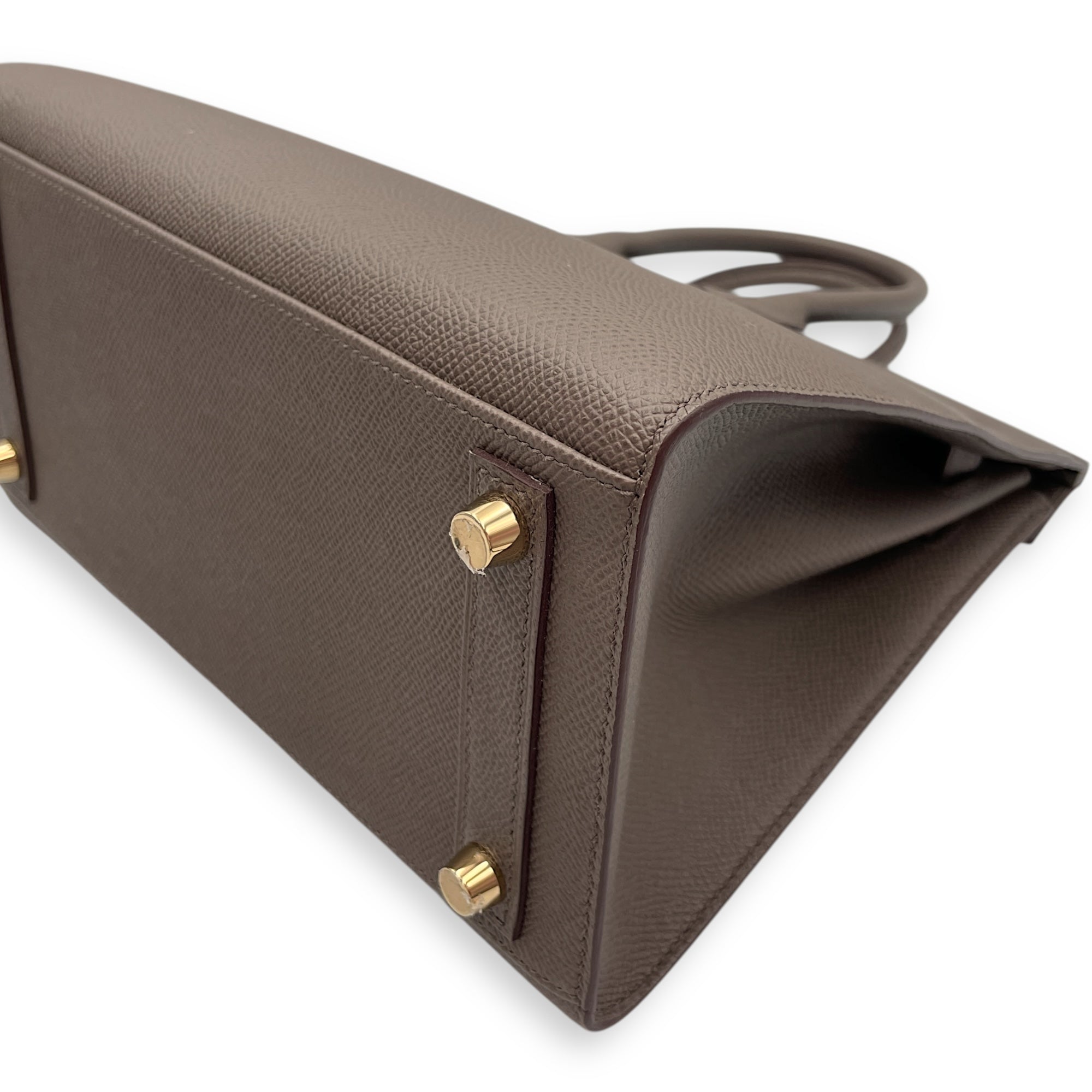 Sellier Birkin 25 Etain in Epsom, Gold hardware