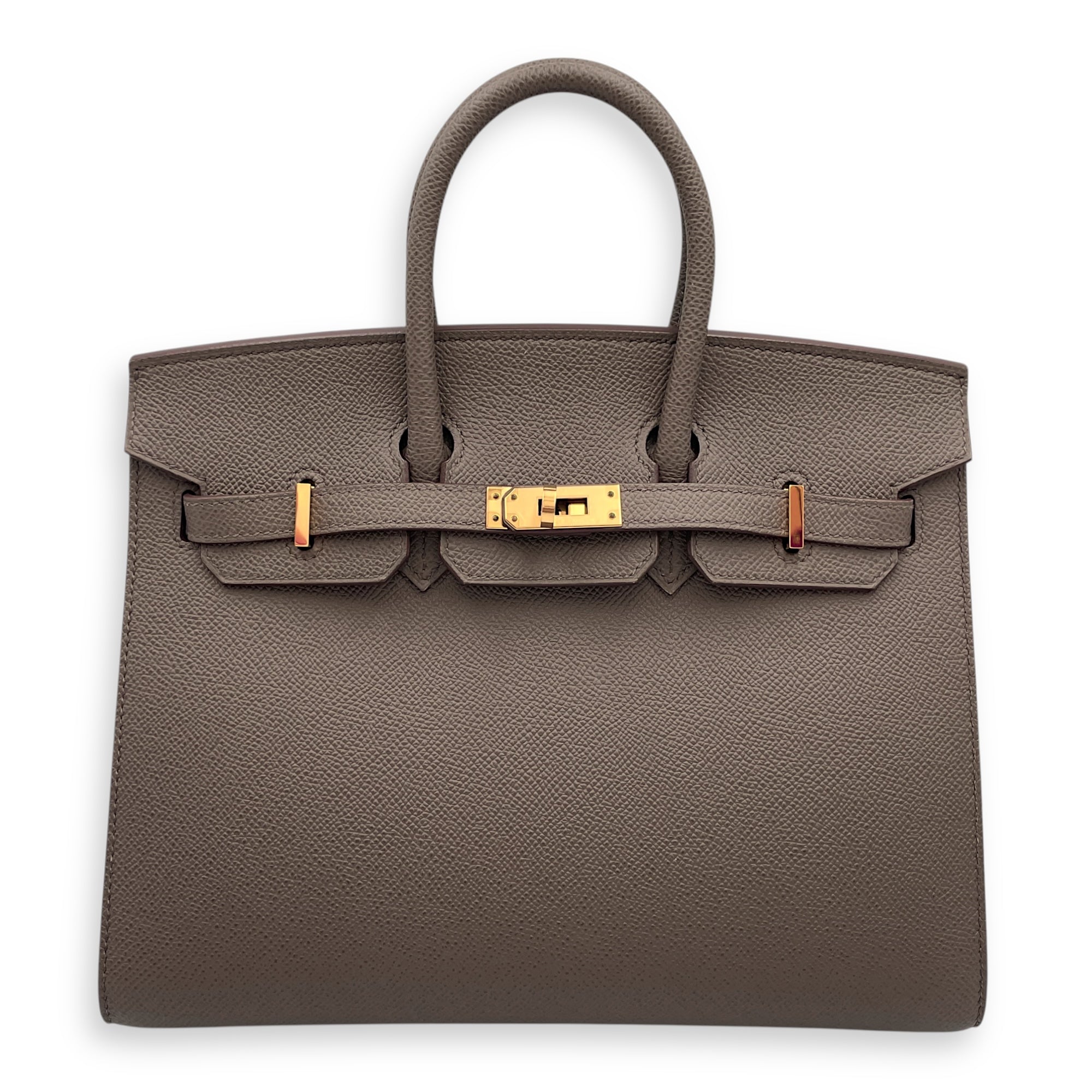 Sellier Birkin 25 Etain in Epsom, Gold hardware