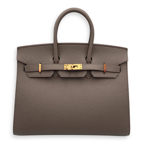 Sellier Birkin 25 Etain in Epsom, Gold hardware