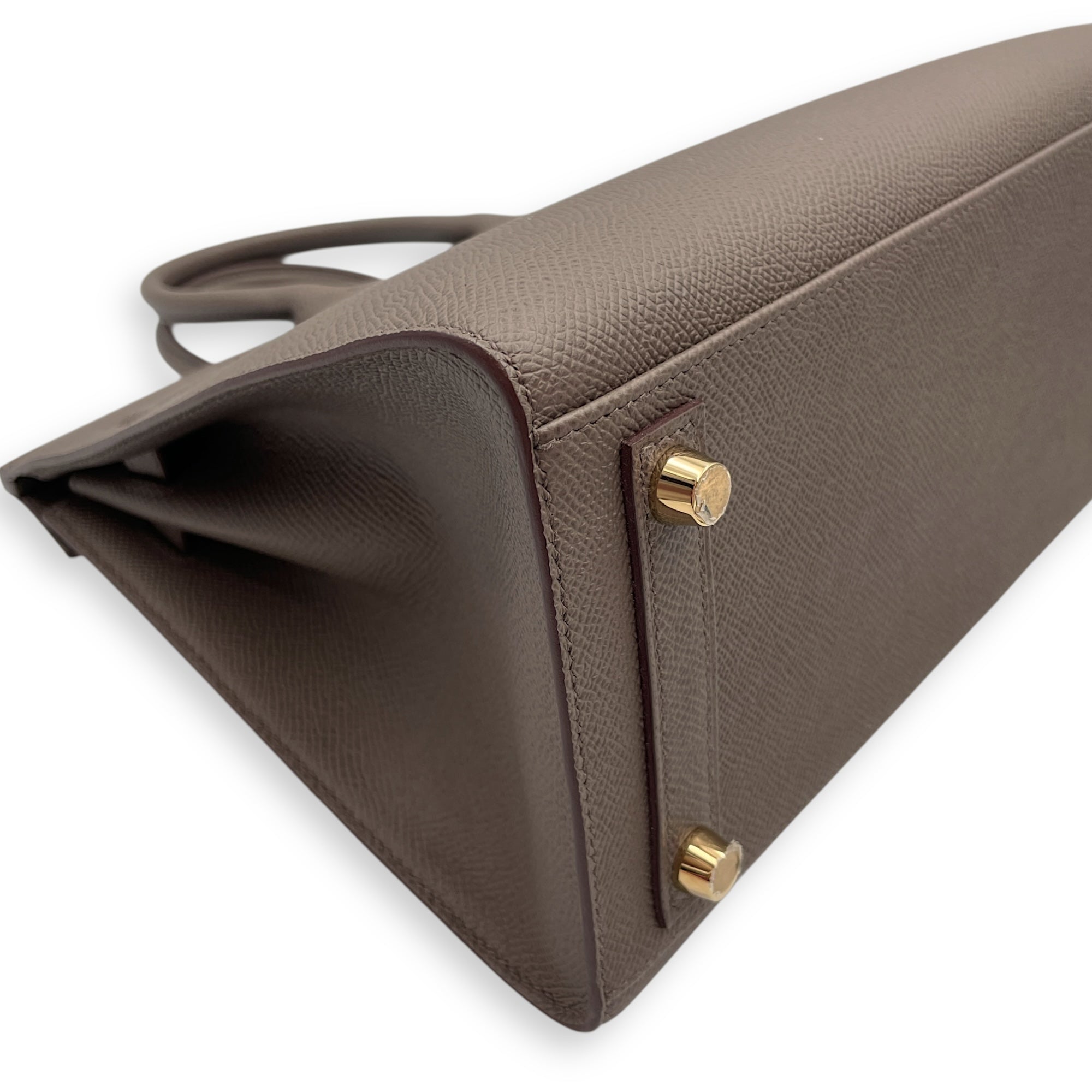 Sellier Birkin 25 Etain in Epsom, Gold hardware