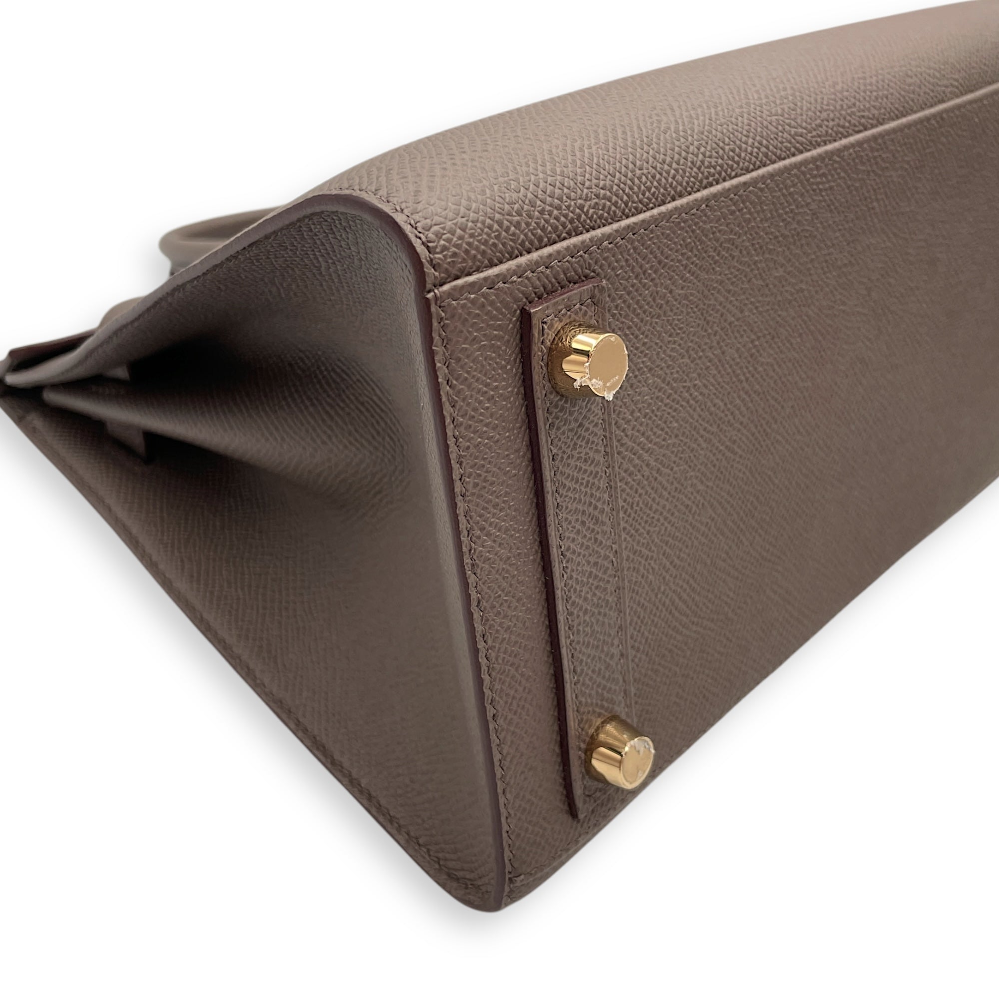 Sellier Birkin 25 Etain in Epsom, Gold hardware