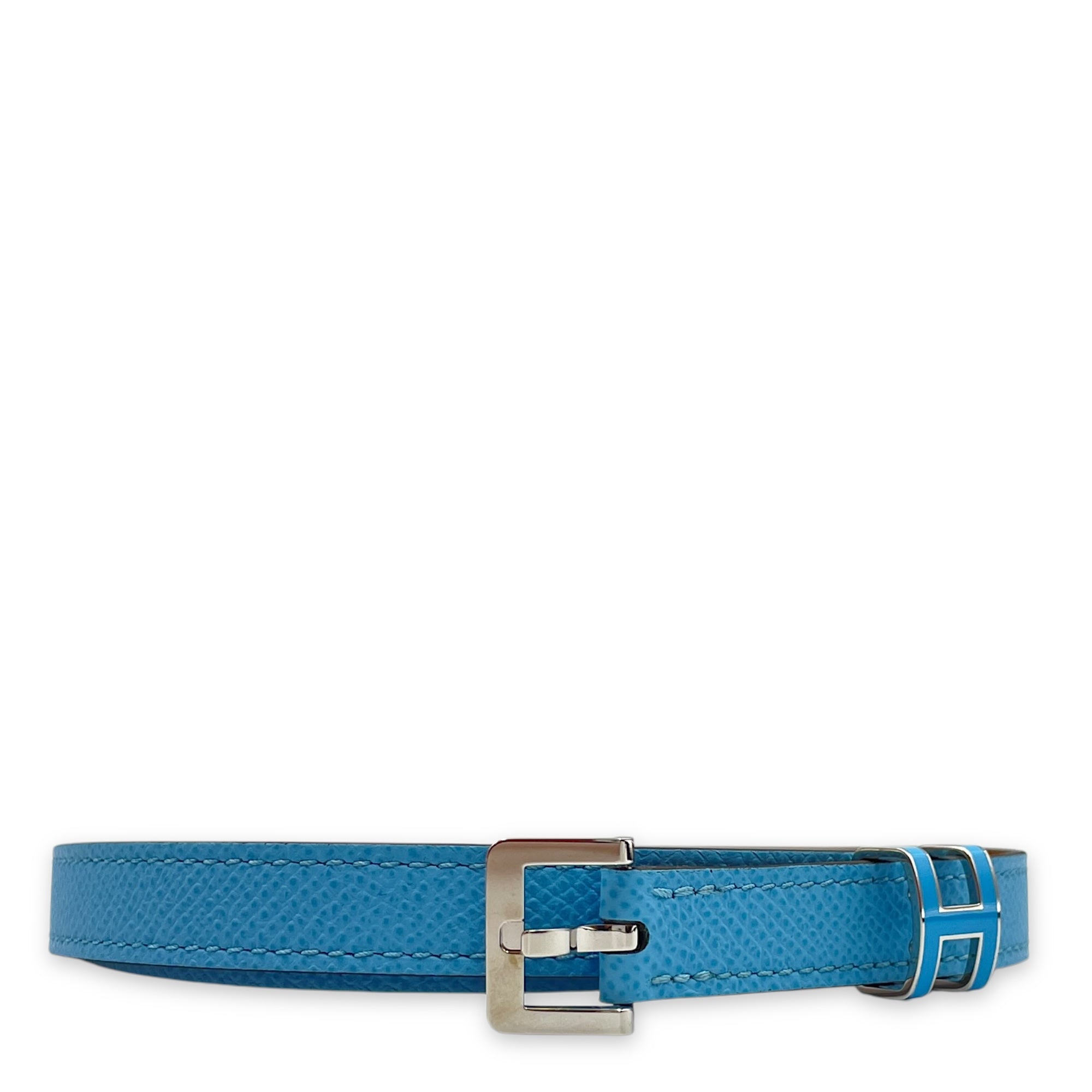 Pop H 15 75cm Blue Celeste Belt in Epsom, Palladium hardware
