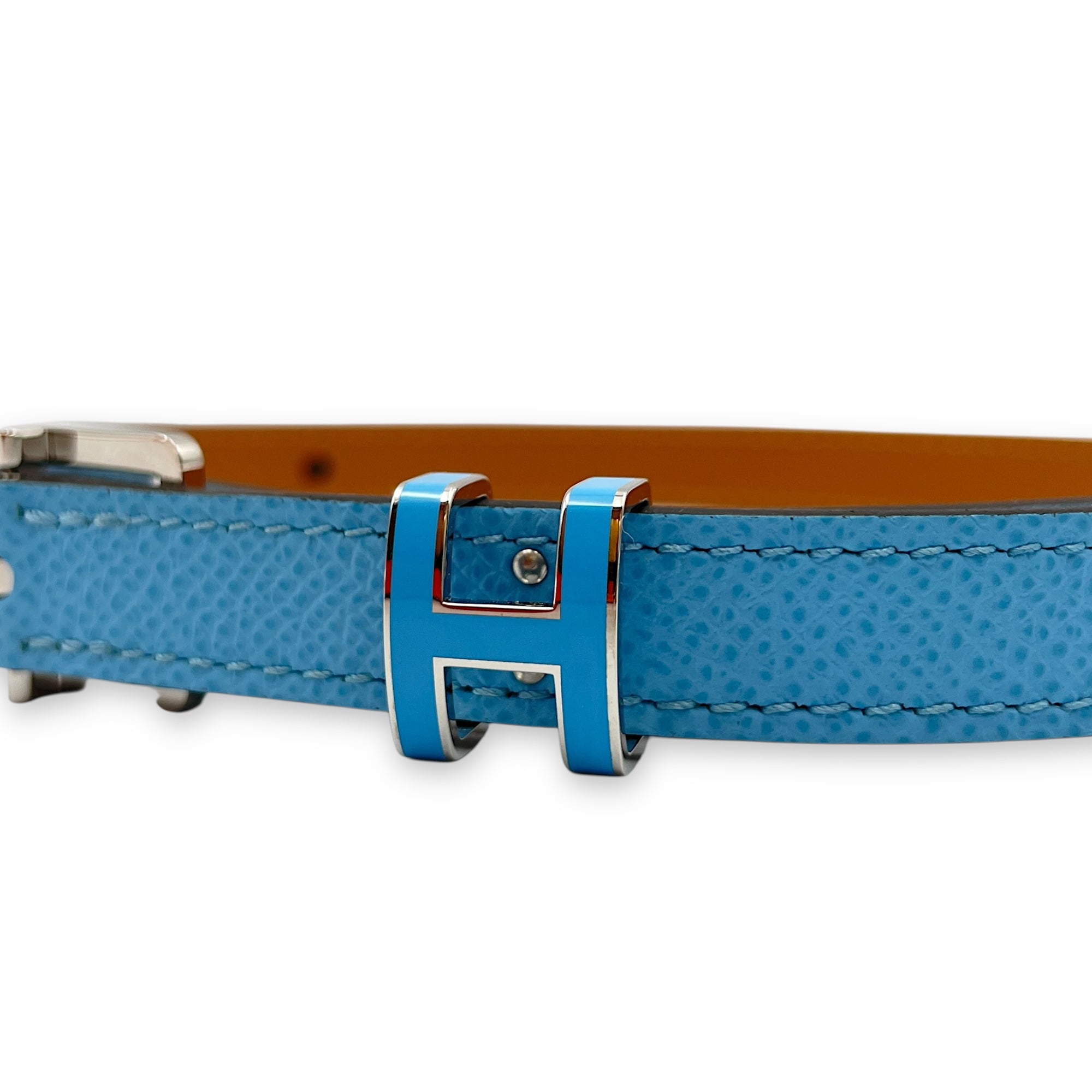 Pop H 15 75cm Blue Celeste Belt in Epsom, Palladium hardware