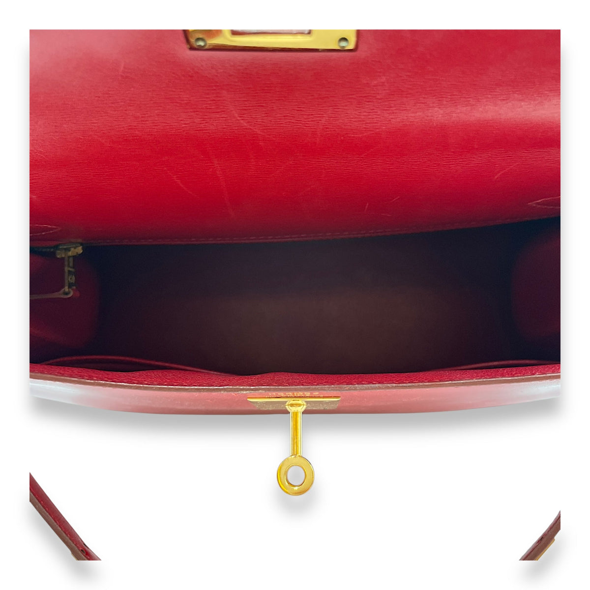Sellier Kelly 28 Rouge Vif in Box Gold hardware